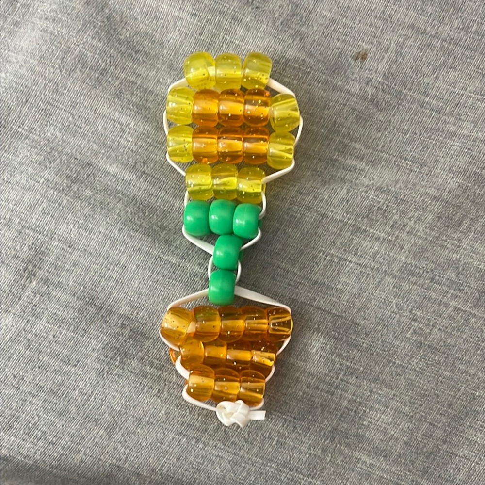 Beaded Keychain with Yellow and Green Beads